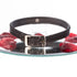 SiaLinda: Halsband echtes Elch Leder mit kl. O-Ring, zweifarbig, schwarz / schwarz 14 mm breit - SiaLinda.com